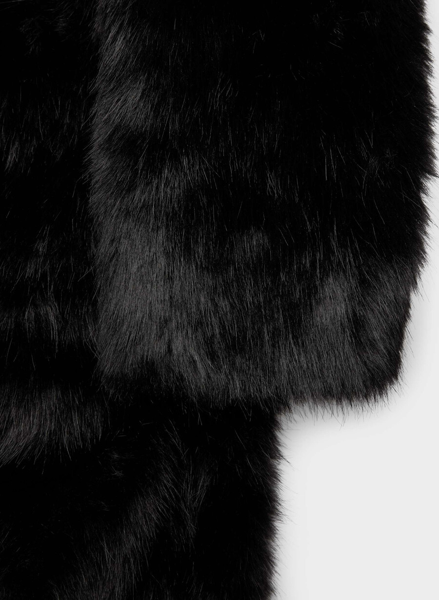 palton cortina - blană artificială arctic negru