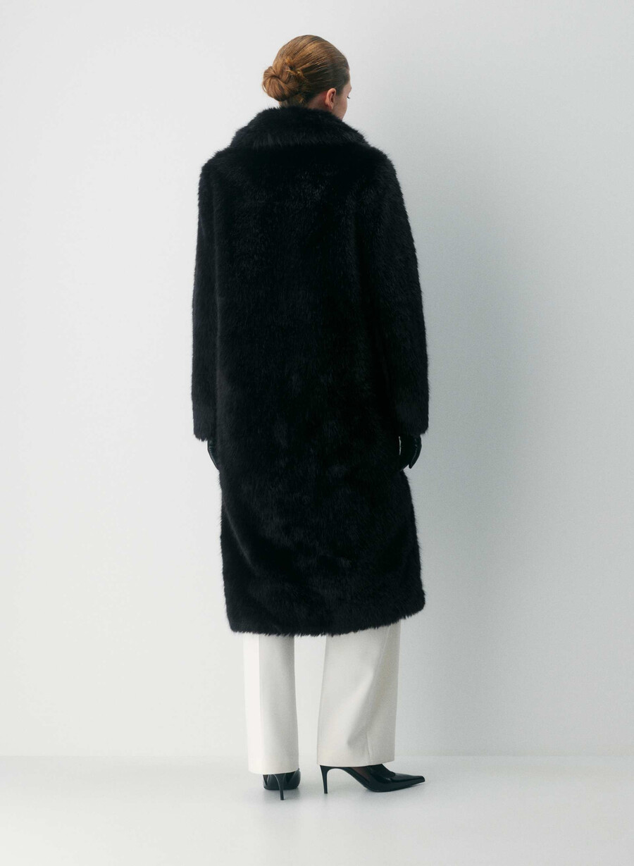 palton cortina - blană artificială arctic negru
