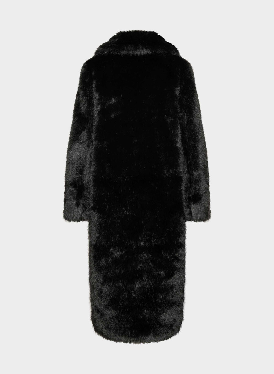 palton cortina - blană artificială arctic negru