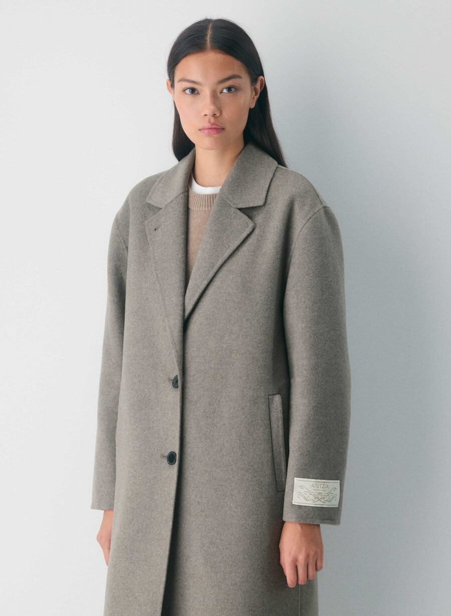 singurul palton cu două fețe - luxe rewool heather dark taupe