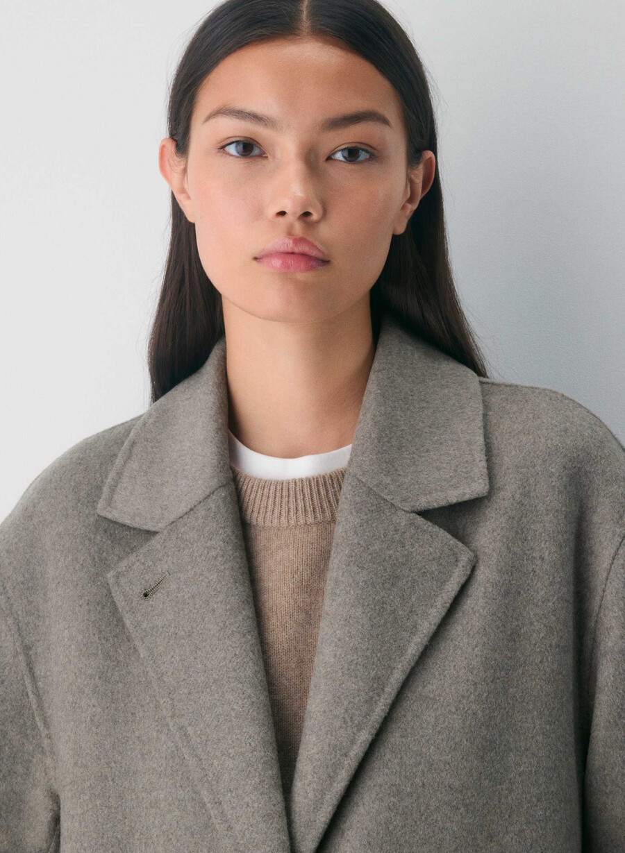 singurul palton cu două fețe - luxe rewool heather dark taupe