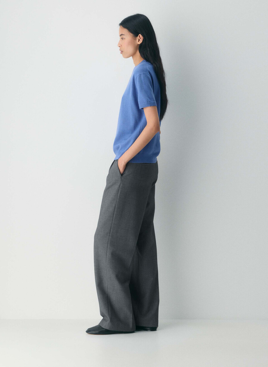 tricou bare merino wool crew french blue