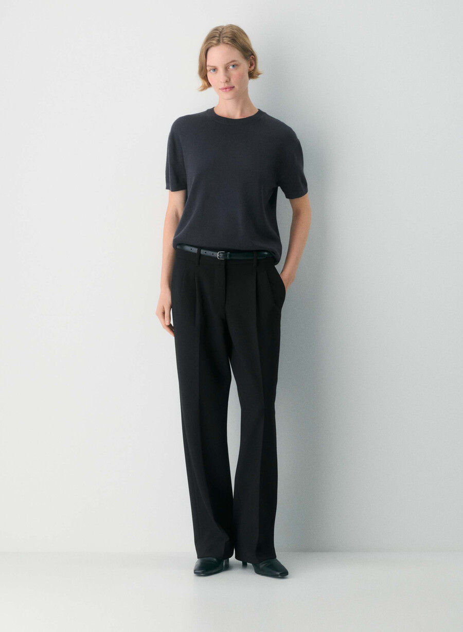 tricou bare merino wool crew bleumarin Închis