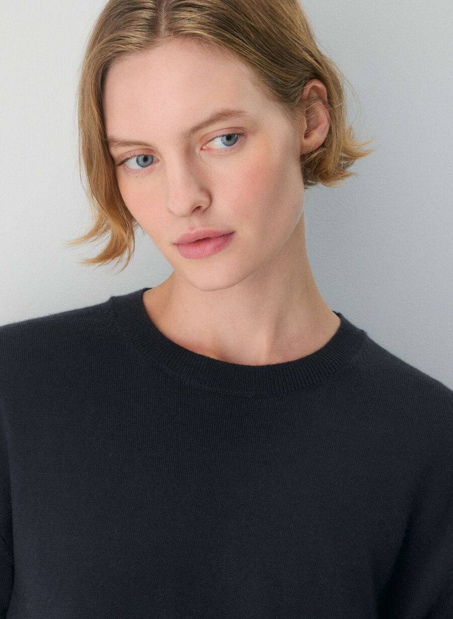 tricou bare merino wool crew bleumarin Închis