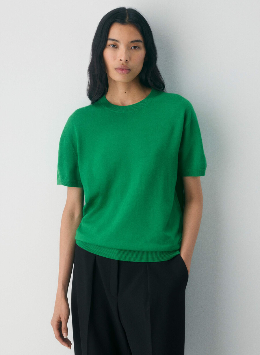 tricou bare din lână merinos verde memphis