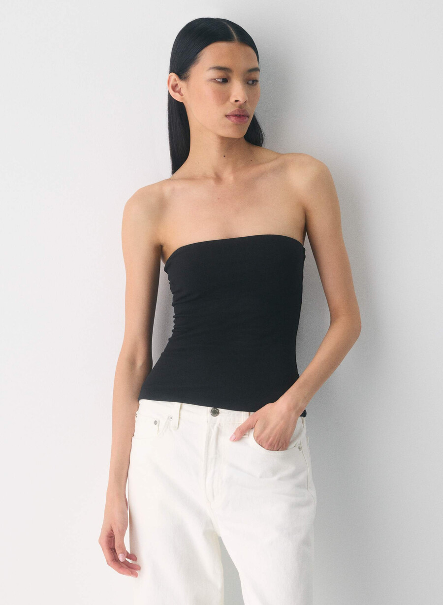top casual cu șolduri înalte negru