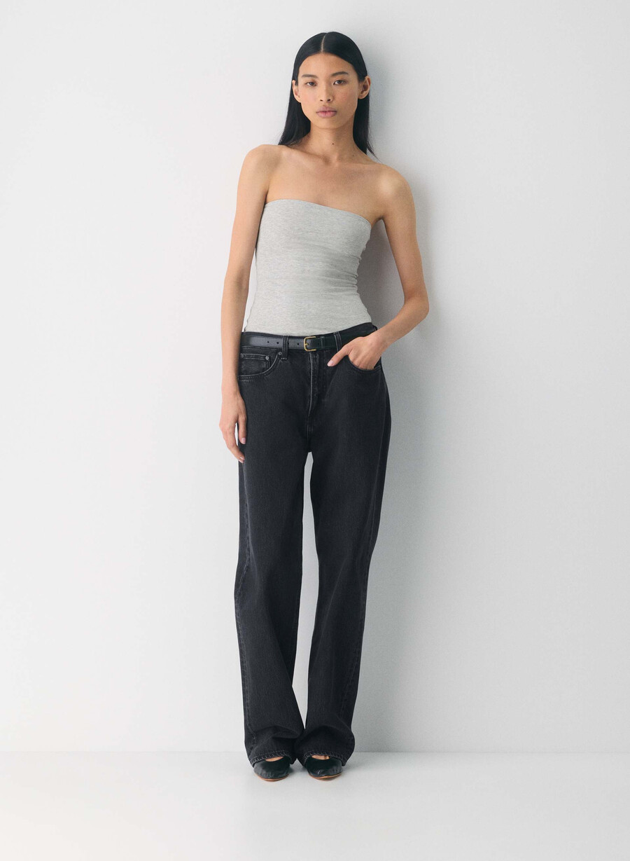 top casual cu șold înalt tip tub heather chrome