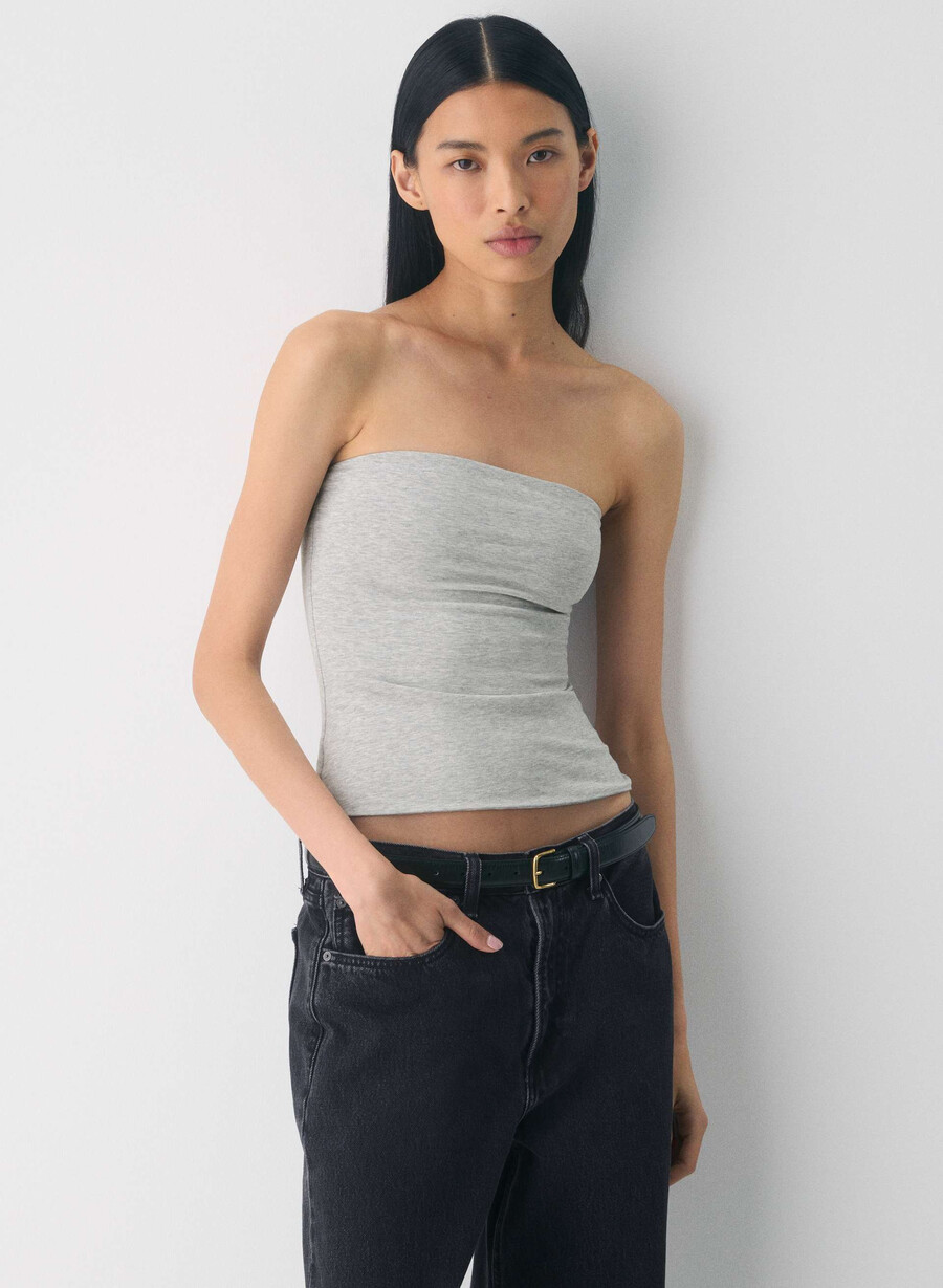 top casual cu șold înalt tip tub heather chrome
