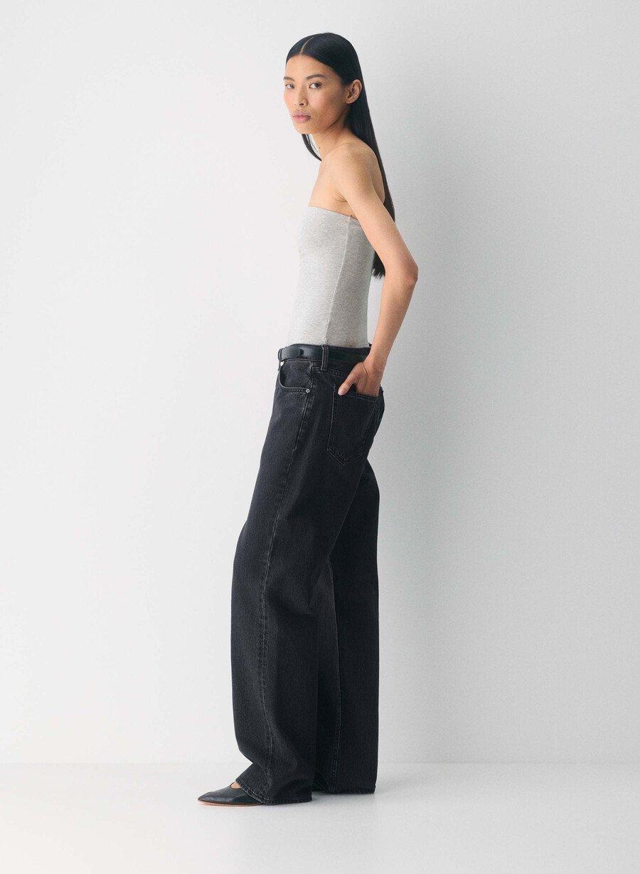 top casual cu șold înalt tip tub heather chrome