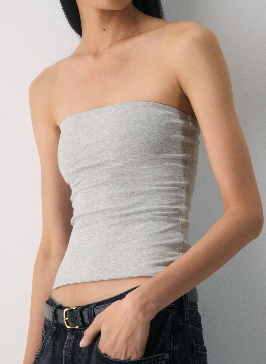 top casual cu șold înalt tip tub heather chrome