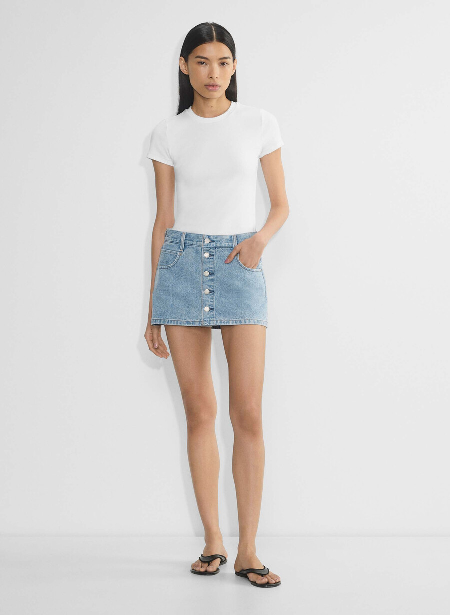 denim forum fustă micro din denim gisele 7 ani bleu taboo
