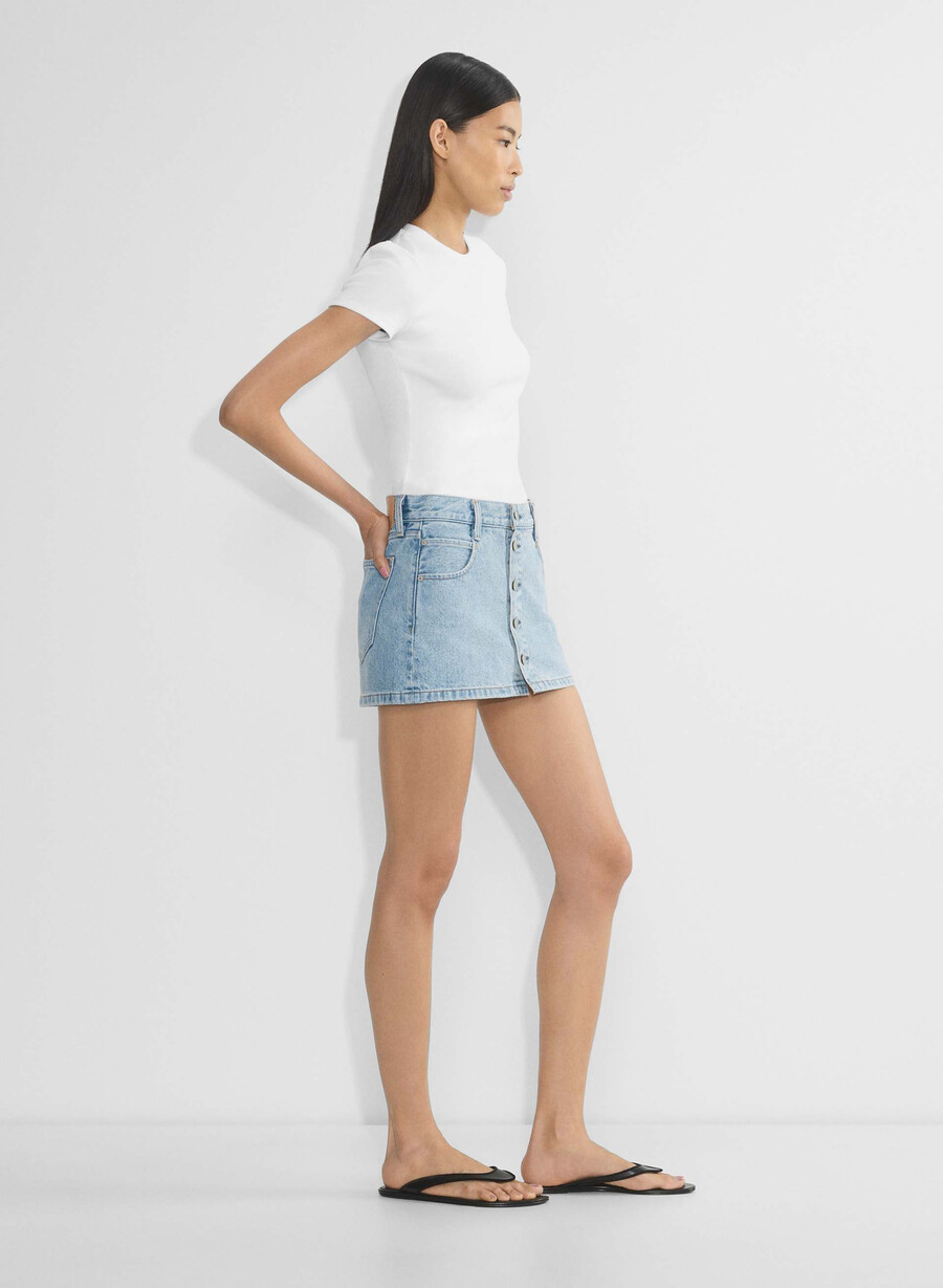 denim forum fustă micro din denim gisele 7 ani bleu taboo