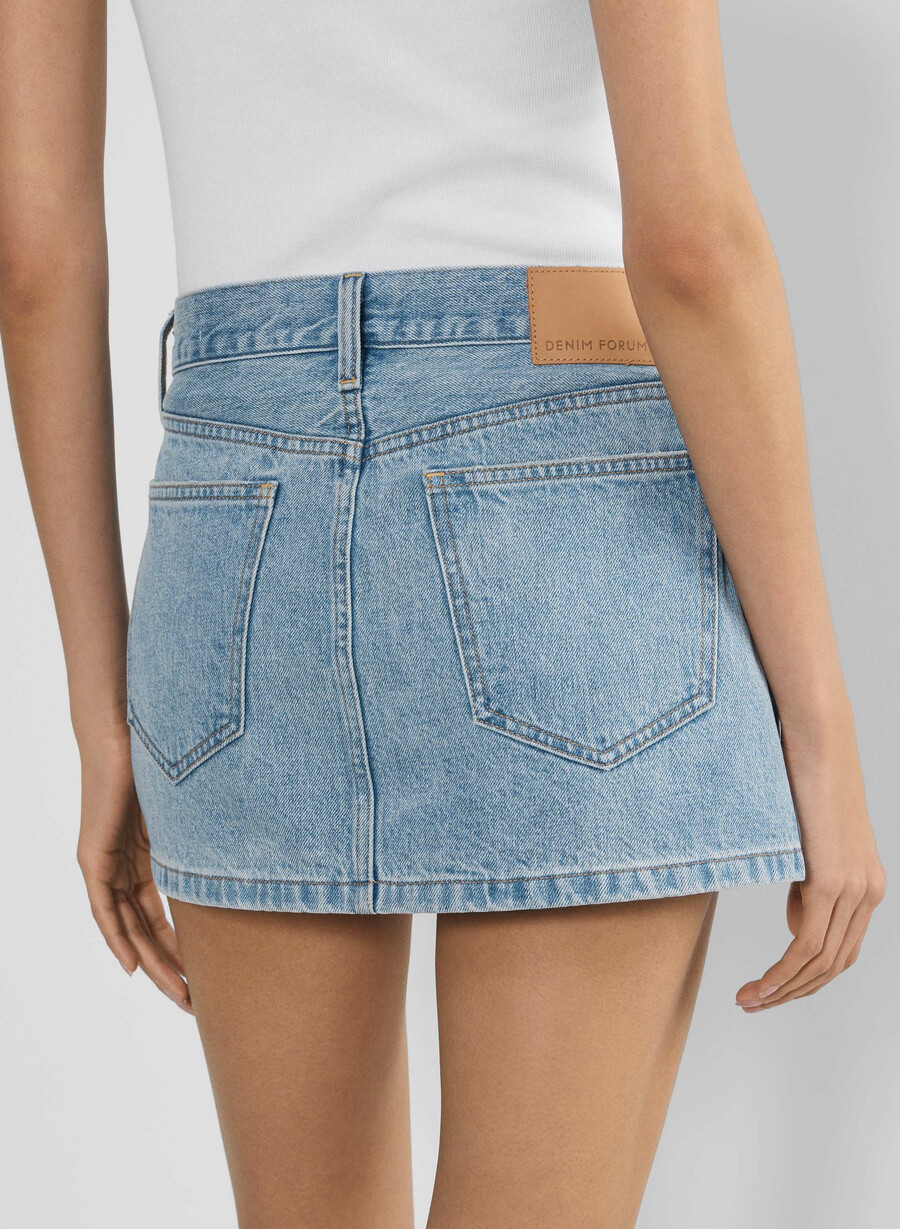 denim forum fustă micro din denim gisele 7 ani bleu taboo