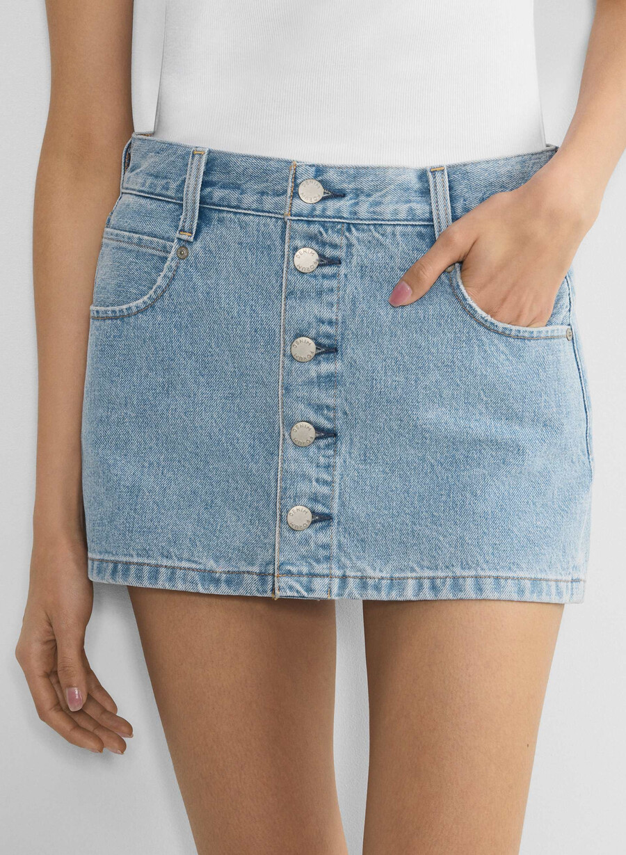 denim forum fustă micro din denim gisele 7 ani bleu taboo