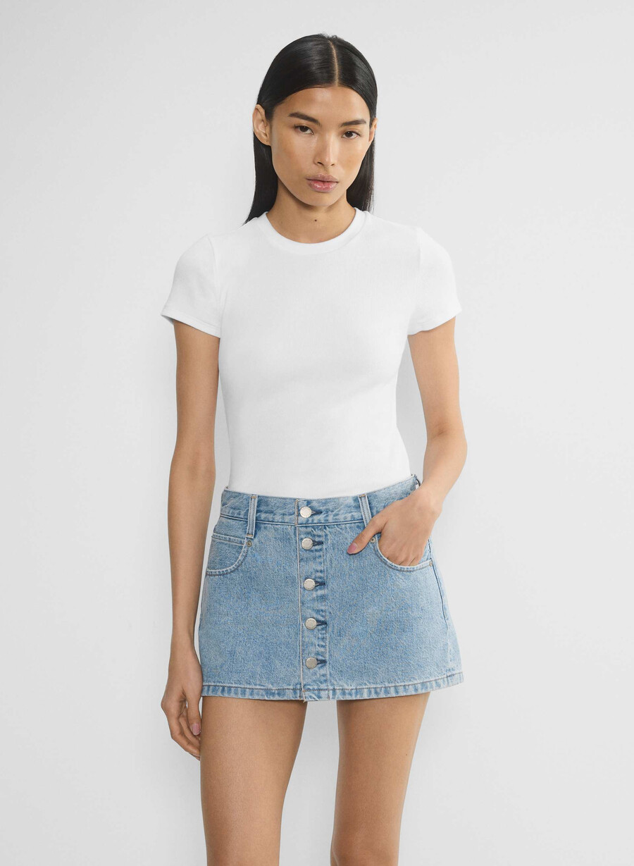 denim forum fustă micro din denim gisele 7 ani bleu taboo