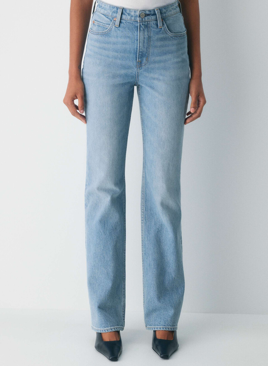blugi denim forum anii 90 nina cu talie înaltă slim fit model bootcut 7 ani bleu taboo