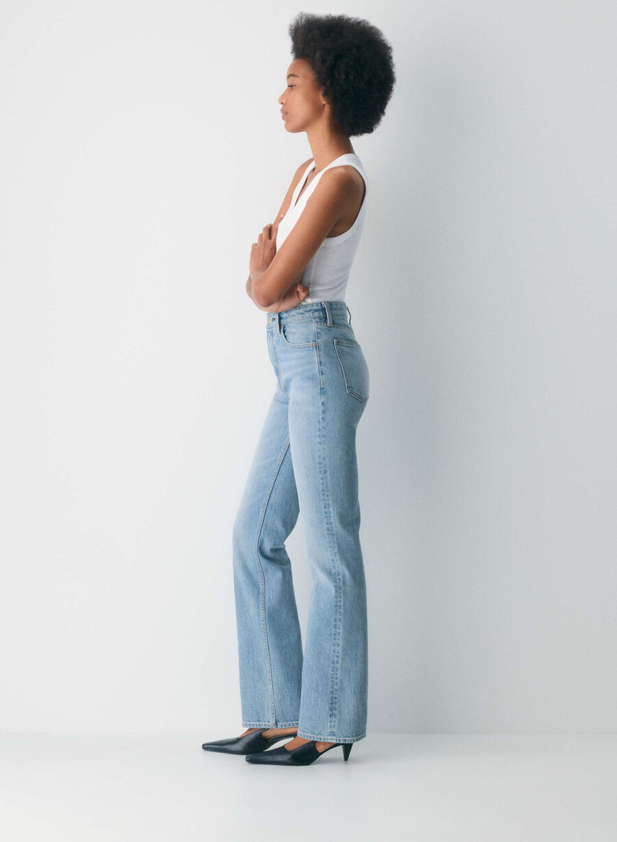 blugi denim forum anii 90 nina cu talie înaltă slim fit model bootcut 7 ani bleu taboo