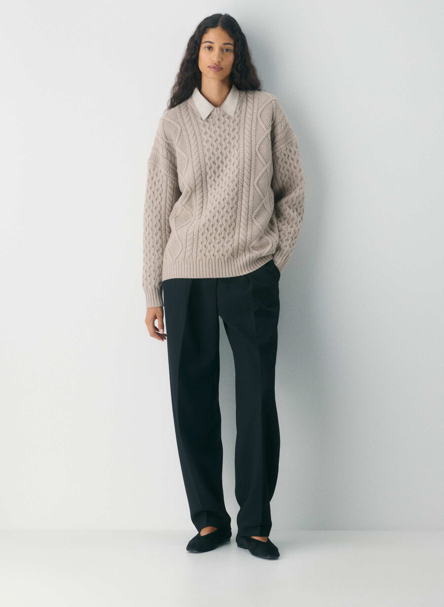 pulover heritage knit din lână merinos heather nomad taupe