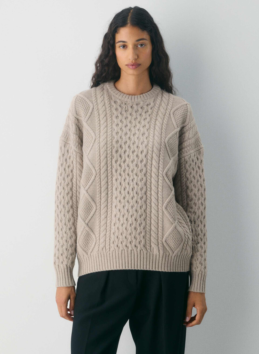 pulover heritage knit din lână merinos heather nomad taupe