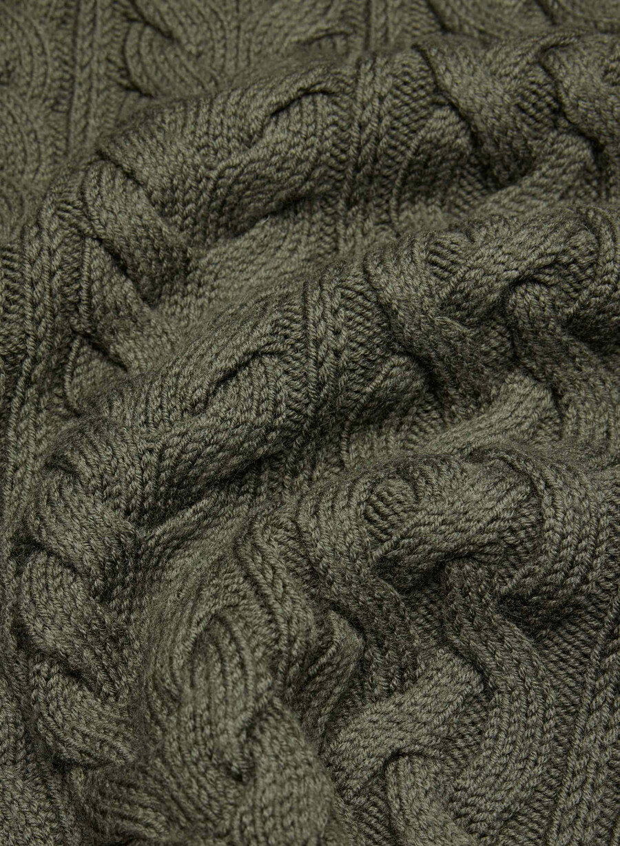 pulover heritage knit din lână merinos măsliniu închis
