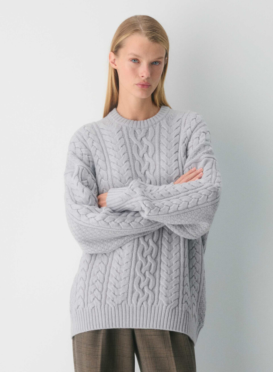 pulover heritage knit din lână merinos heather chrome
