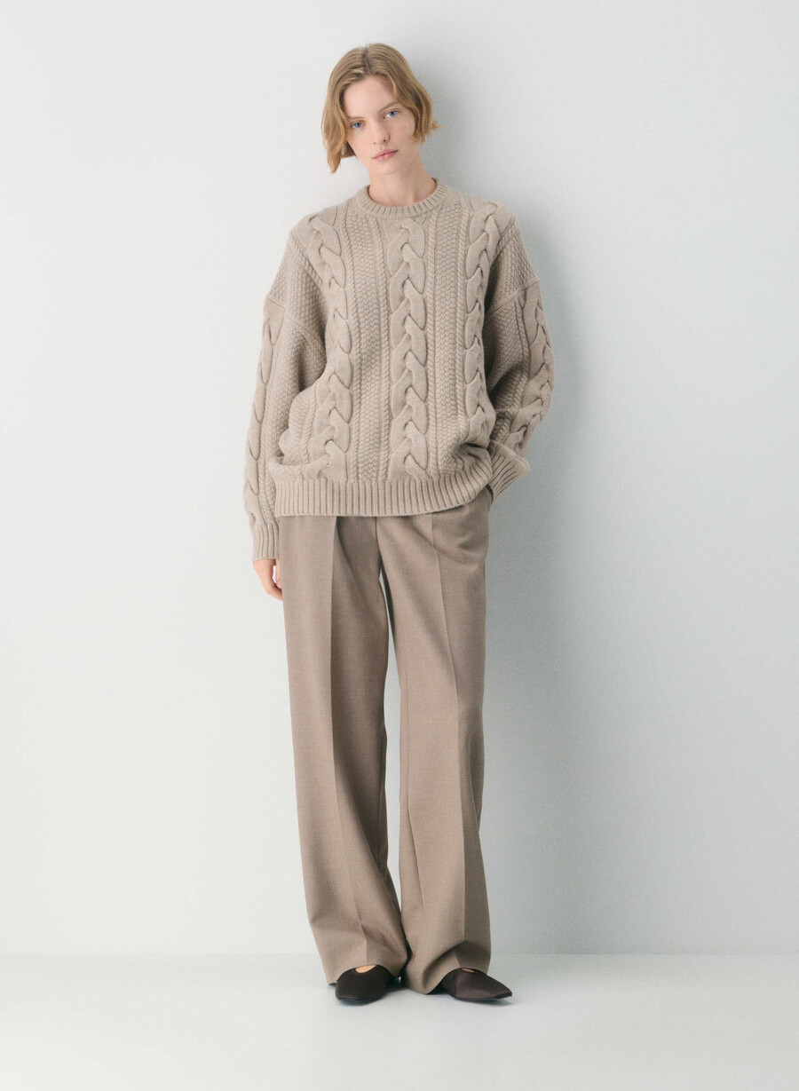 pulover heritage knit din lână merinos heather nomad taupe