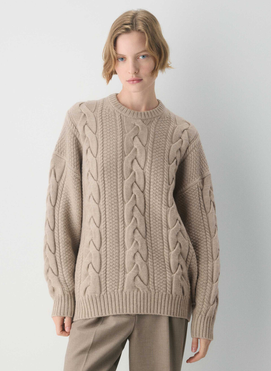 pulover heritage knit din lână merinos heather nomad taupe