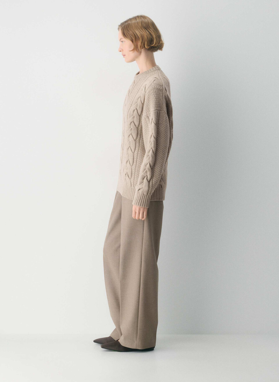 pulover heritage knit din lână merinos heather nomad taupe