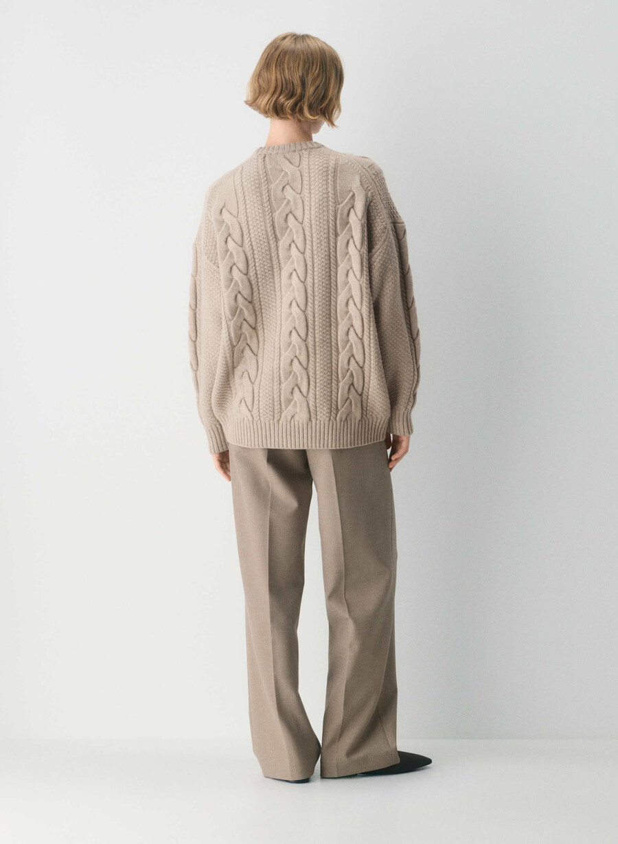 pulover heritage knit din lână merinos heather nomad taupe