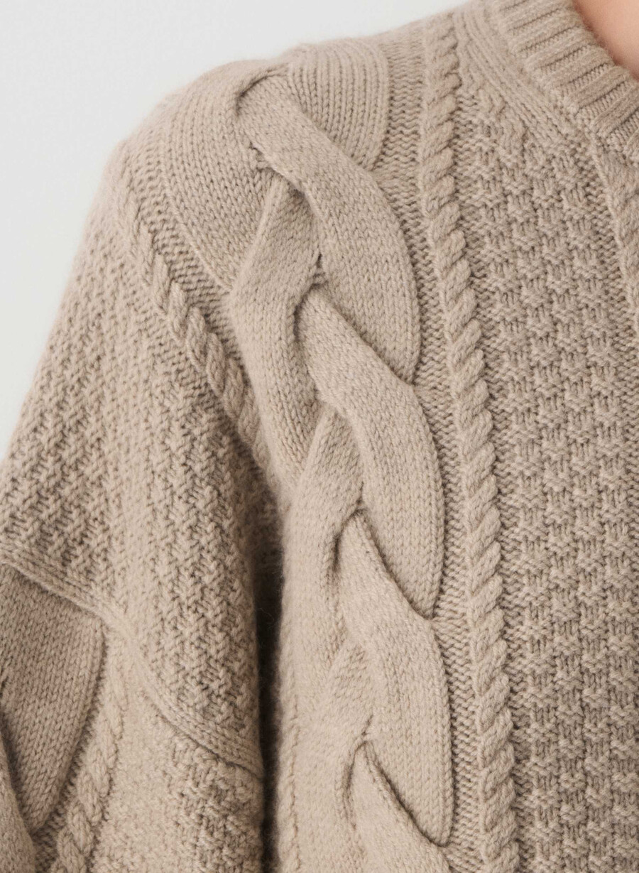pulover heritage knit din lână merinos heather nomad taupe