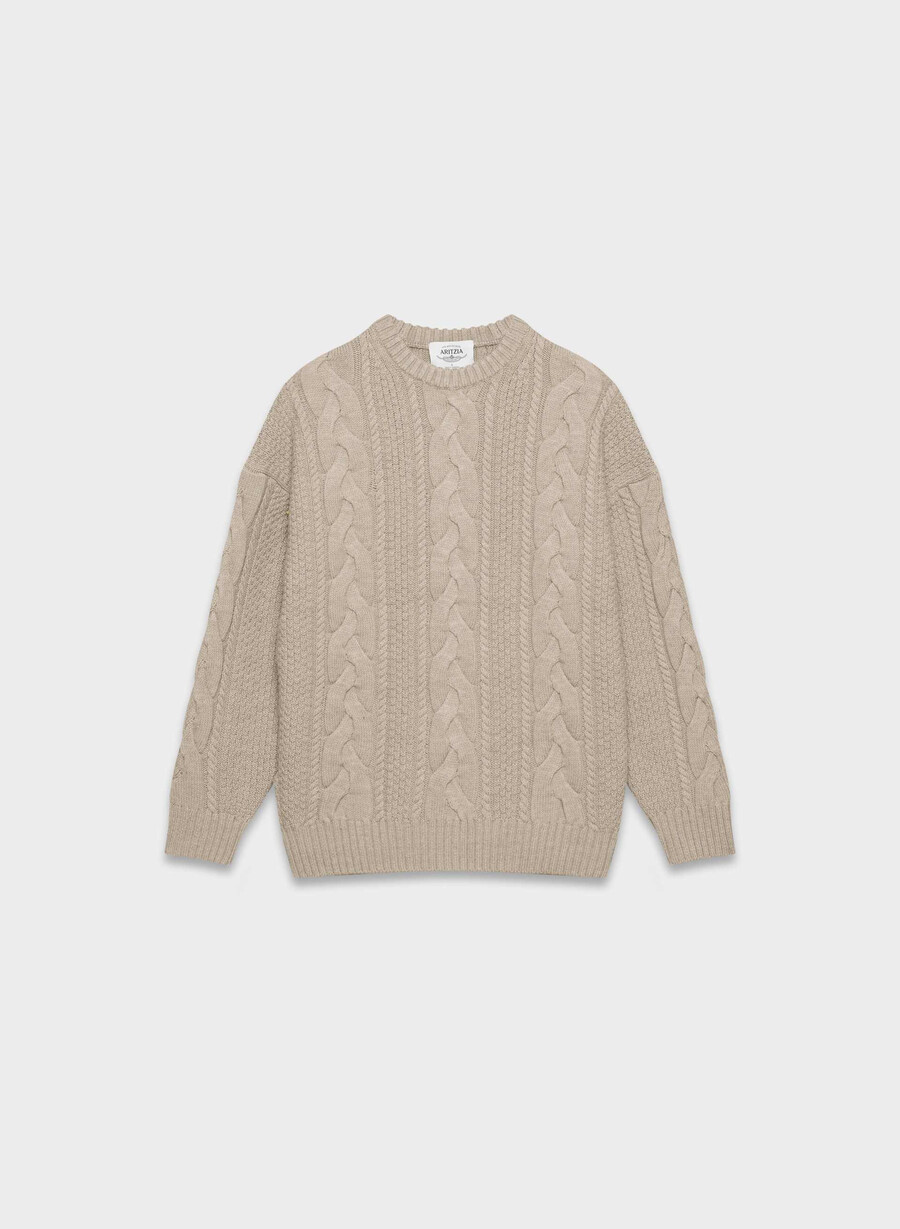 pulover heritage knit din lână merinos heather nomad taupe