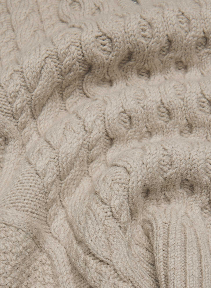 pulover heritage knit din lână merinos cu fermoar 14 heather nomad taupe