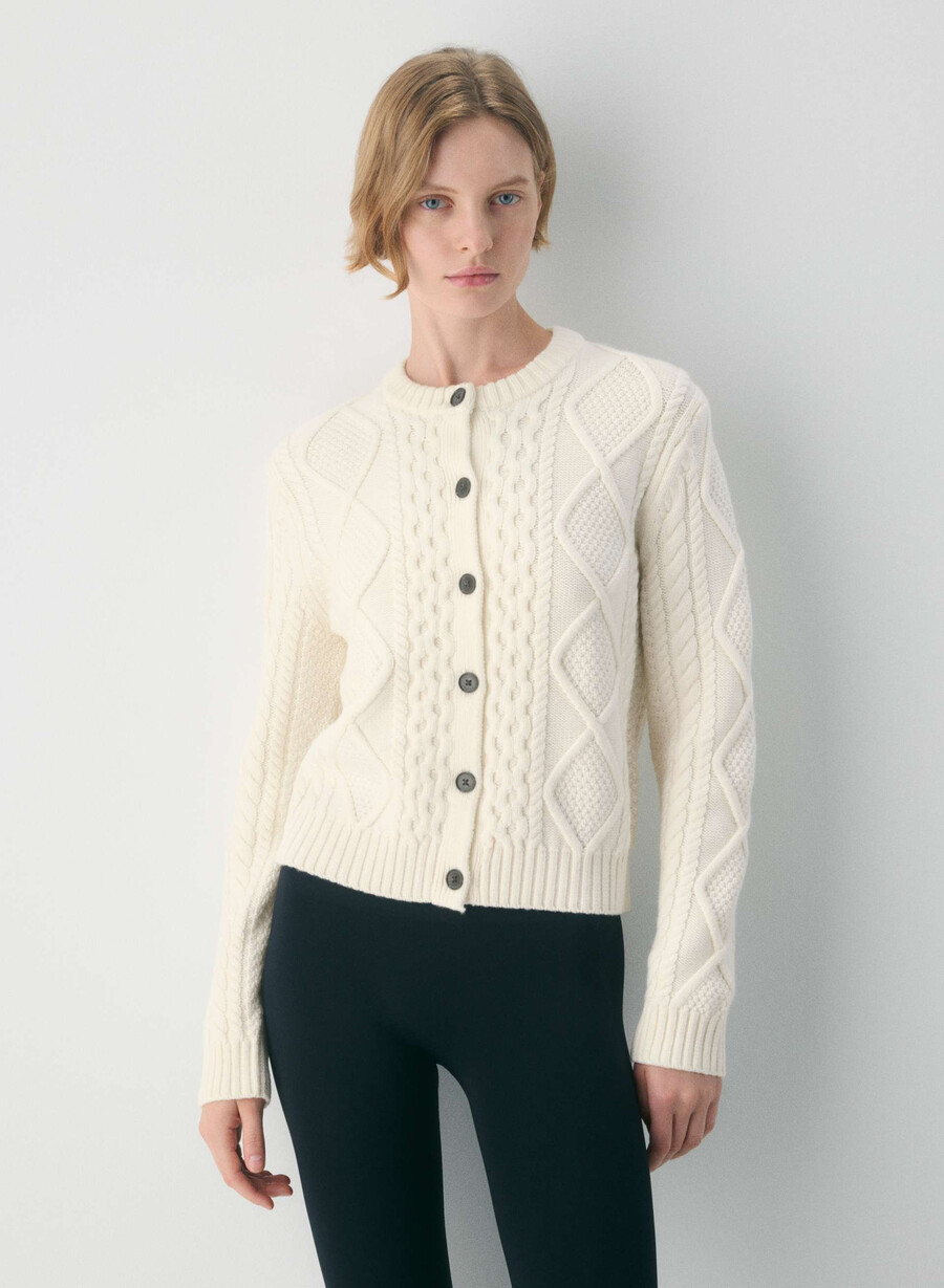 cardigan heritage knit din lână merinos model crew whisper whisper