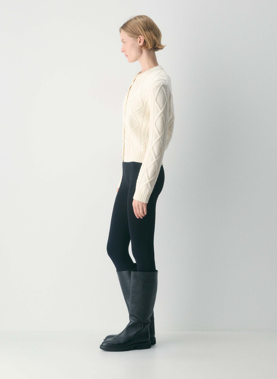 cardigan heritage knit din lână merinos model crew whisper whisper