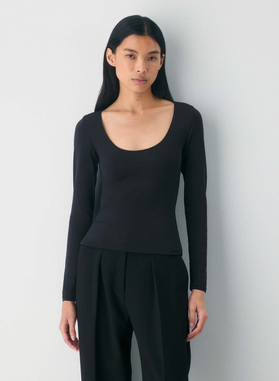 tricou cu mânecă lungă original contour astral negru