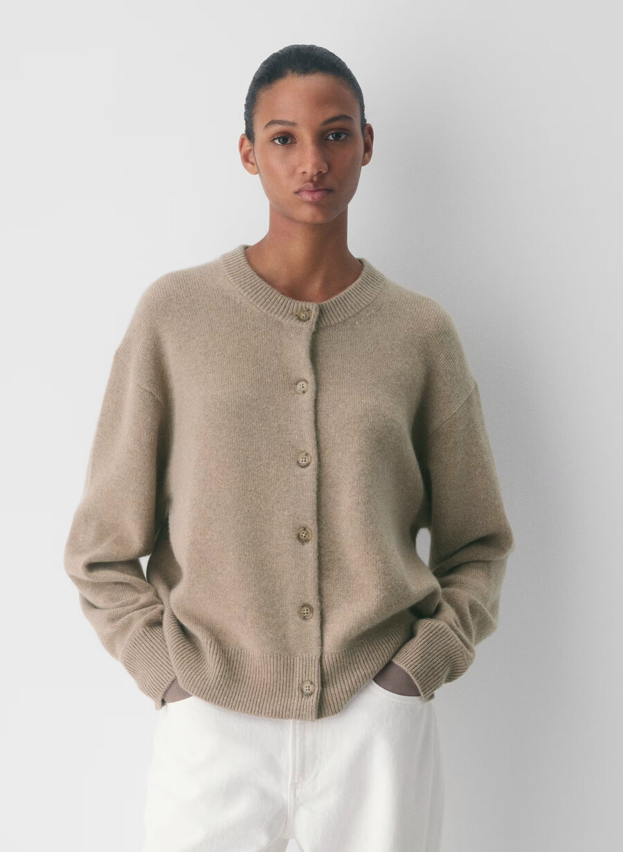 cardigan esențial din cașmir allegory heather nomad taupe
