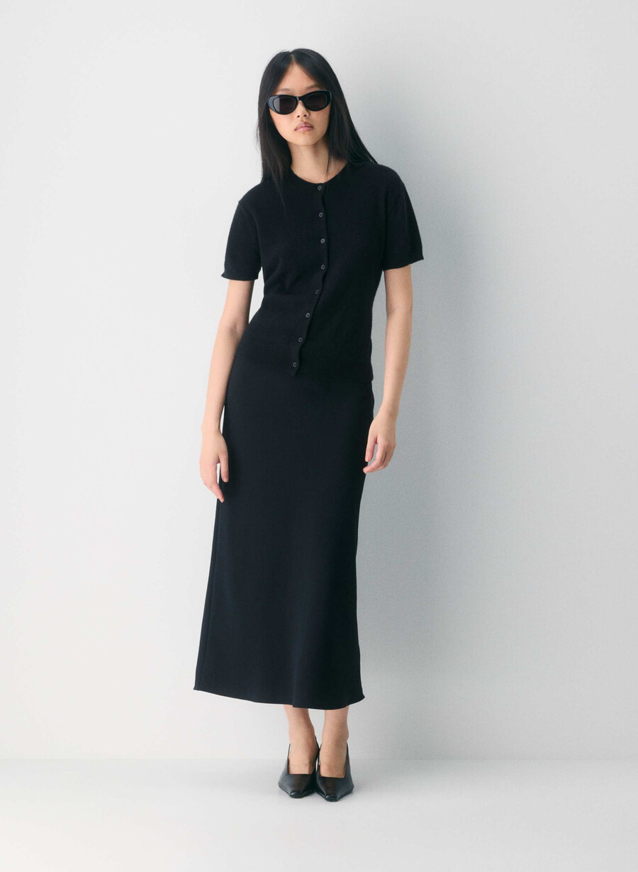 cardigan din cașmir bare detașabil negru