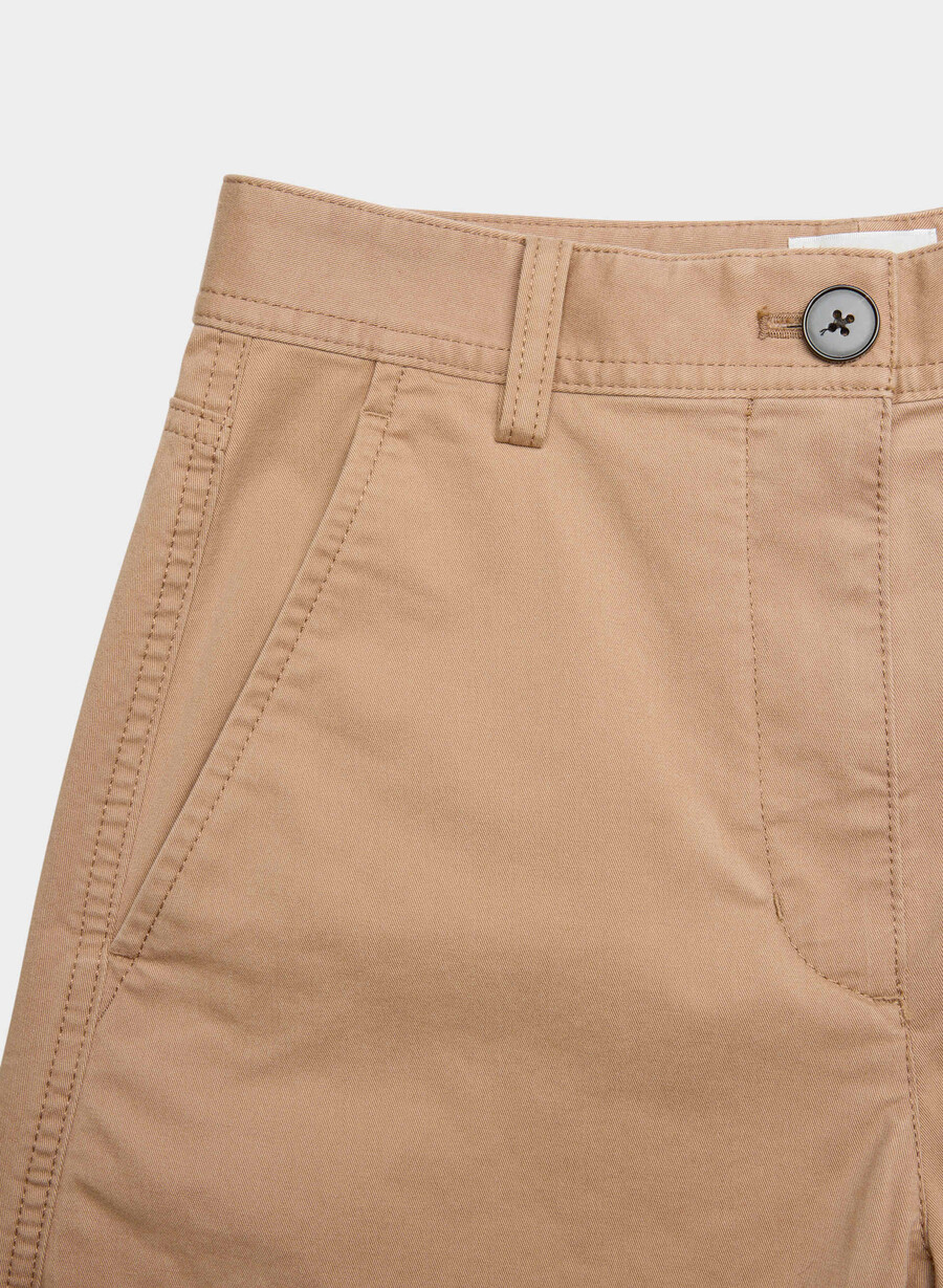 pantaloni chino relaxați cu talie înaltă model butoi culoare bronz spălat camel