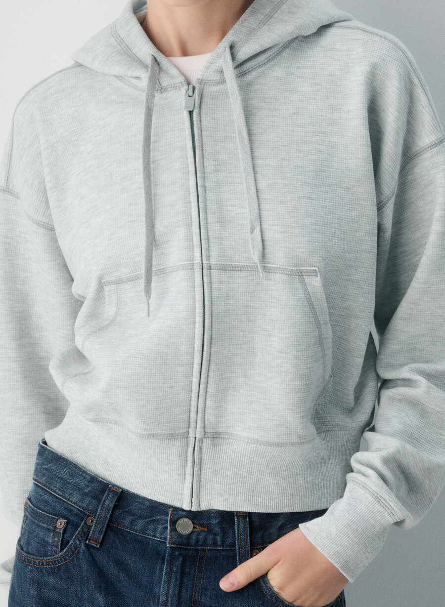 hanorac cu fermoar wafflex eddy heather chrome nou