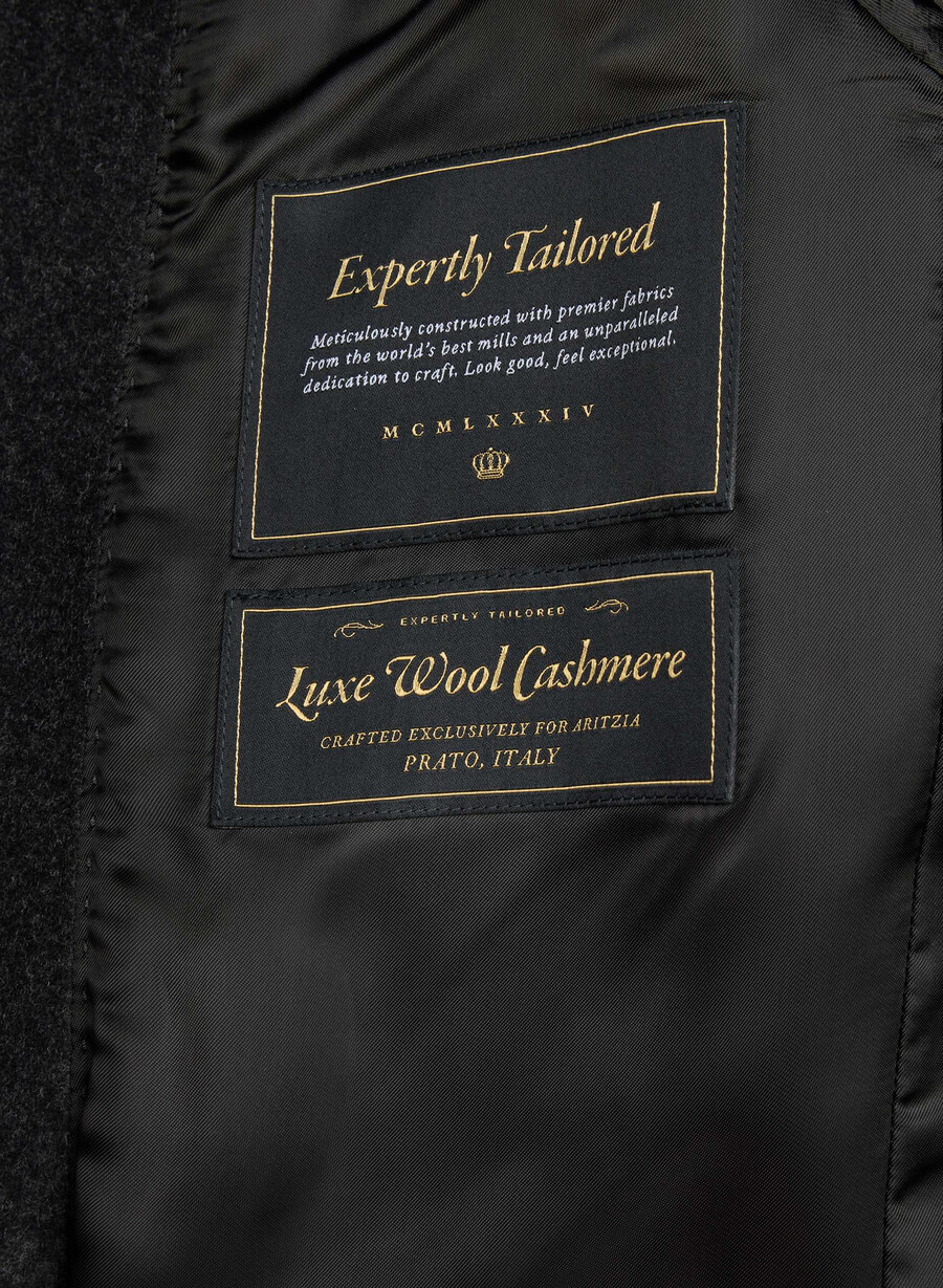 paltonul cocoon - lână luxoasă cașmir negru heather