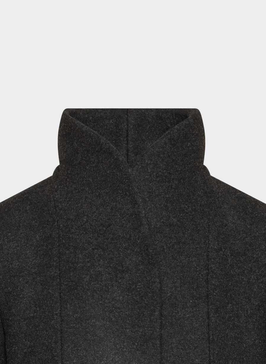 paltonul cocoon - lână luxoasă cașmir negru heather