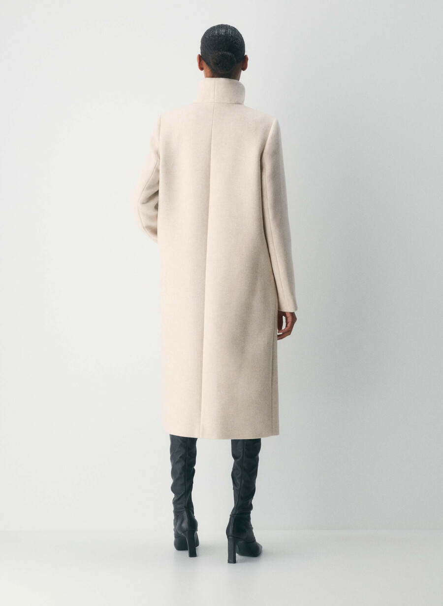 palton lung cocoon - lână luxoasă cașmir culoare heather light oatmeal