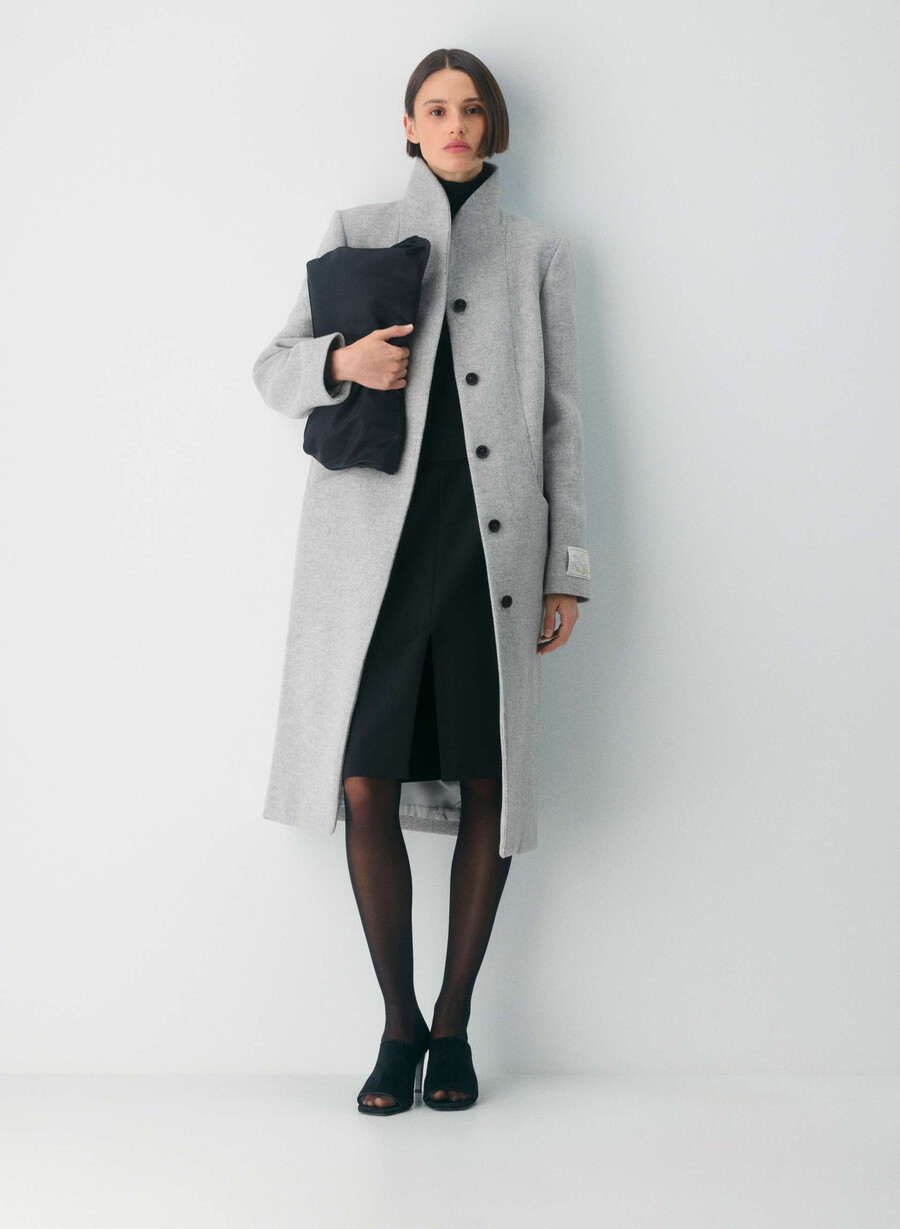 palton lung the cocoon - luxe wool cashmere heather grey