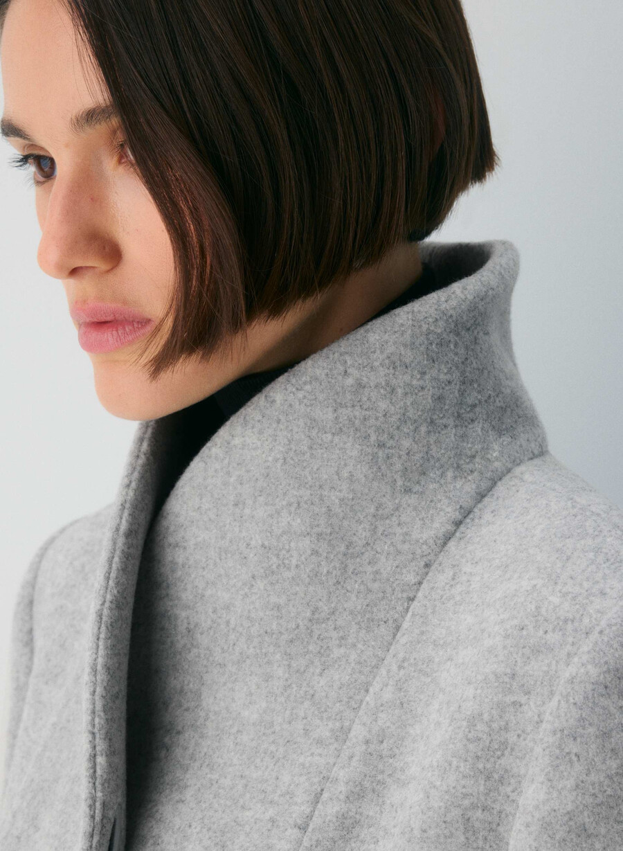 palton lung the cocoon - luxe wool cashmere heather grey