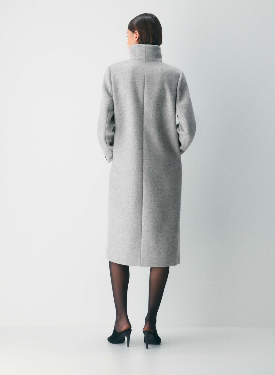 palton lung the cocoon - luxe wool cashmere heather grey