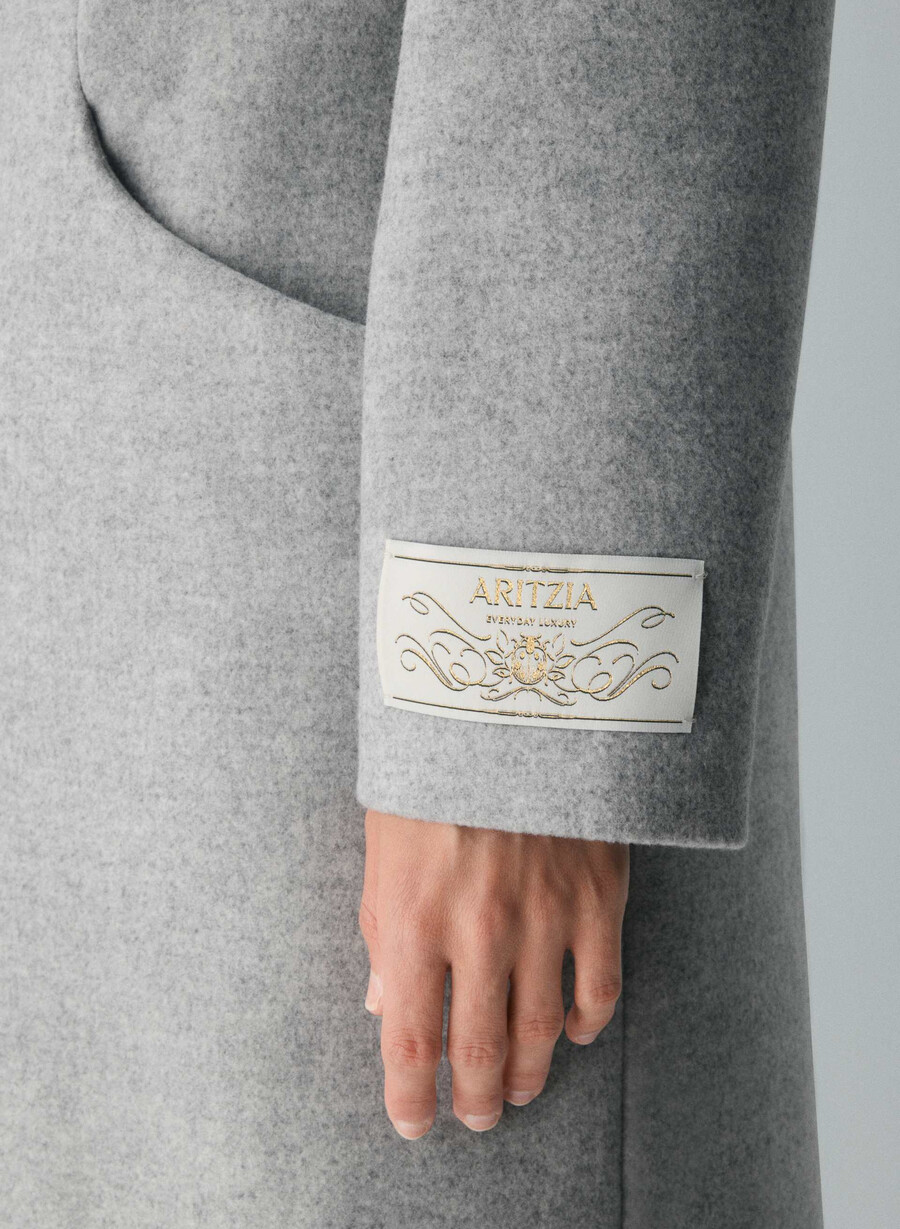 palton lung the cocoon - luxe wool cashmere heather grey