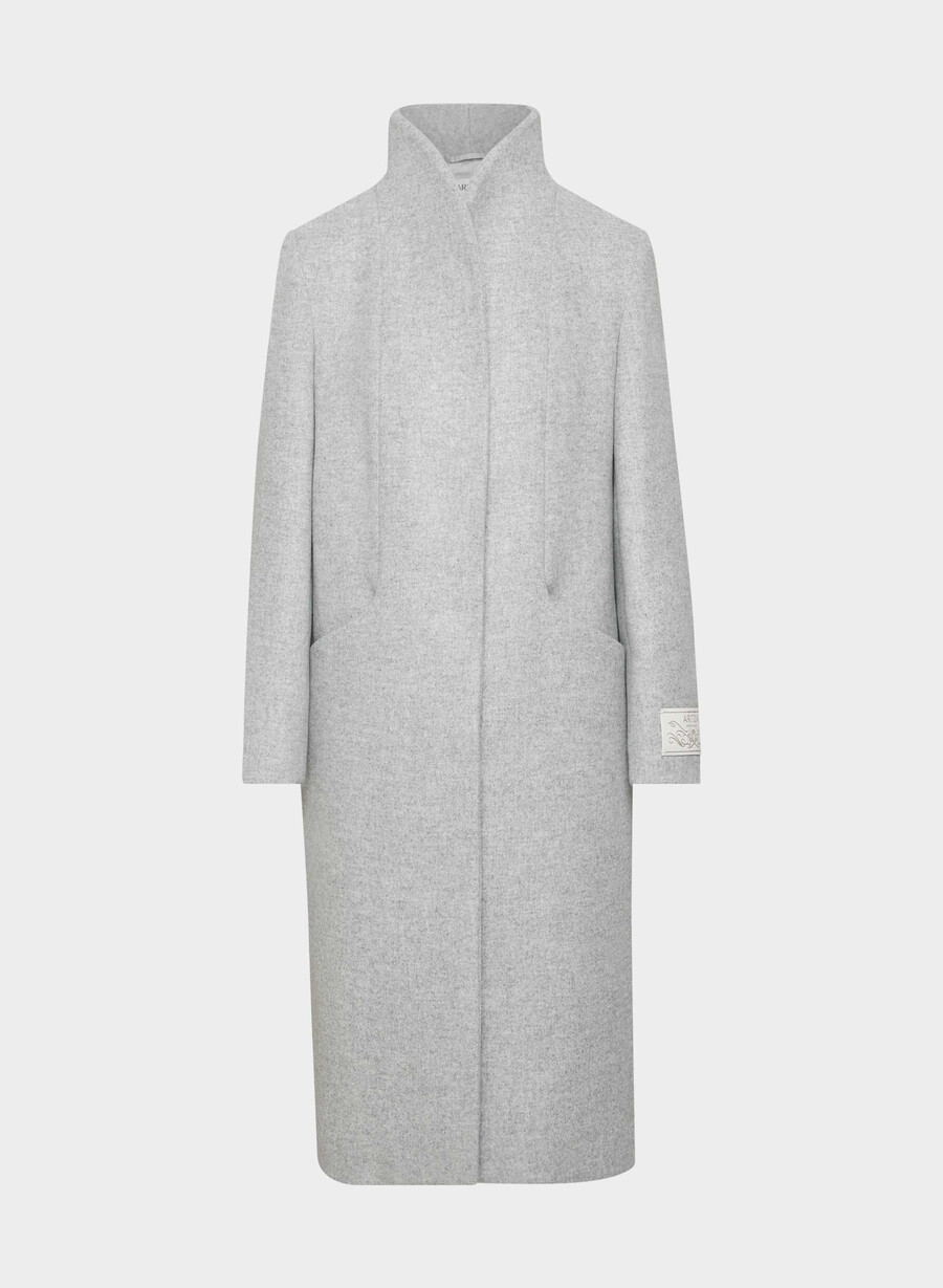 palton lung the cocoon - luxe wool cashmere heather grey