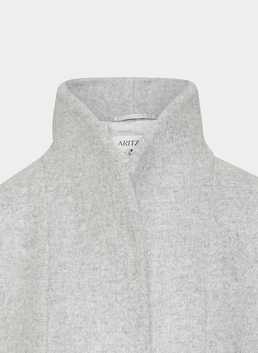 palton lung the cocoon - luxe wool cashmere heather grey