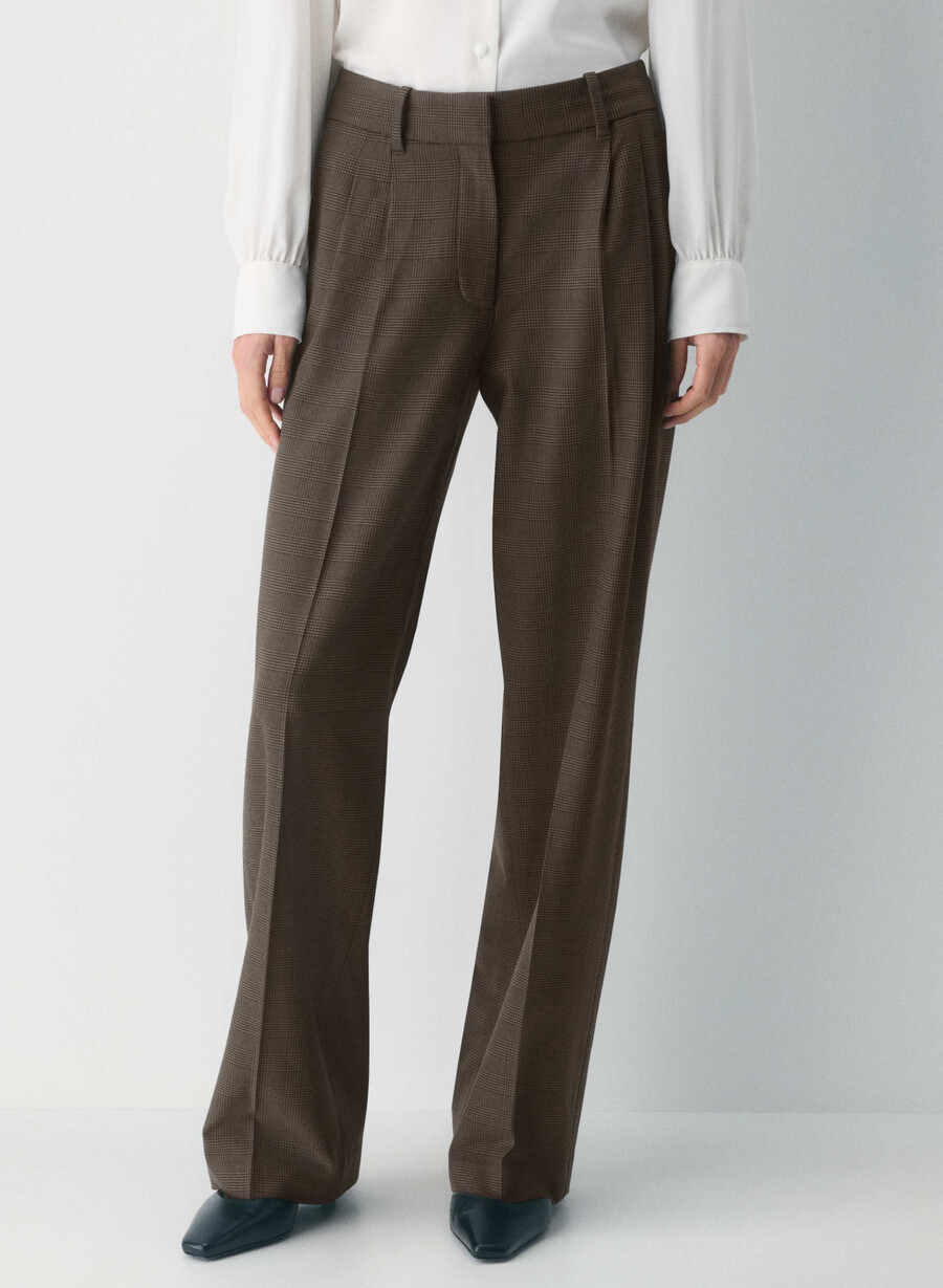 pantalonii the effortless pant cu talie mică - twill merle chk cl tph chr