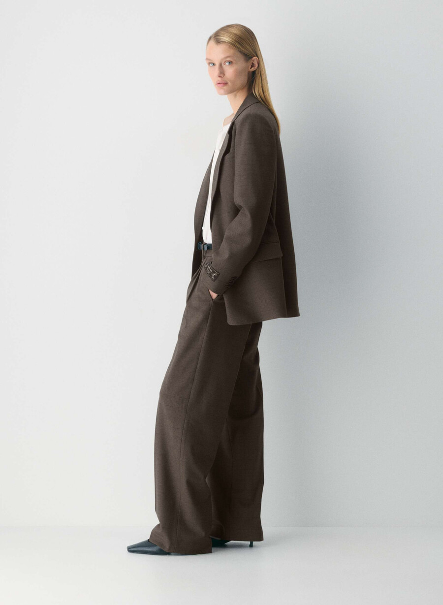 pantalonii the effortless pant cu talie mică - twill merle chk cl tph chr